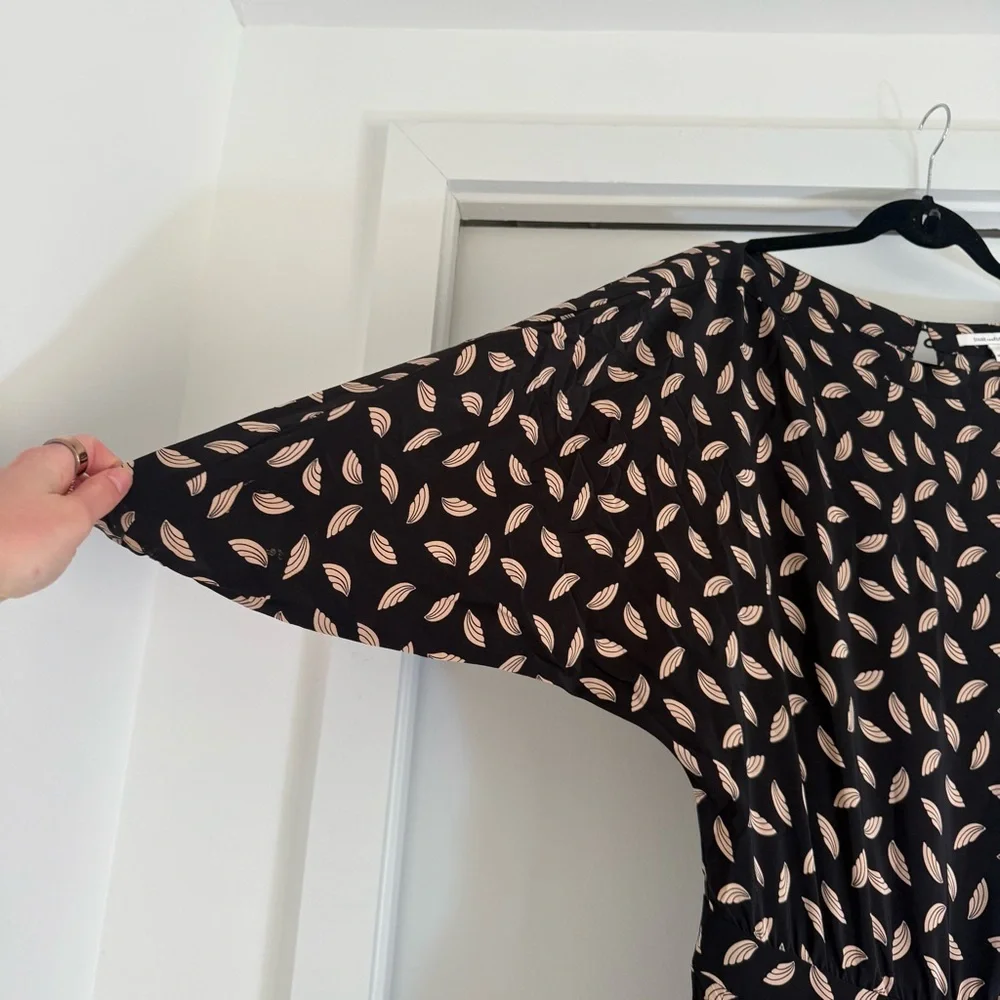 Diane Von Furstenburg 100% Silk Lucy Printed Black Jumpsuit 8 Selena Gomez Y2K